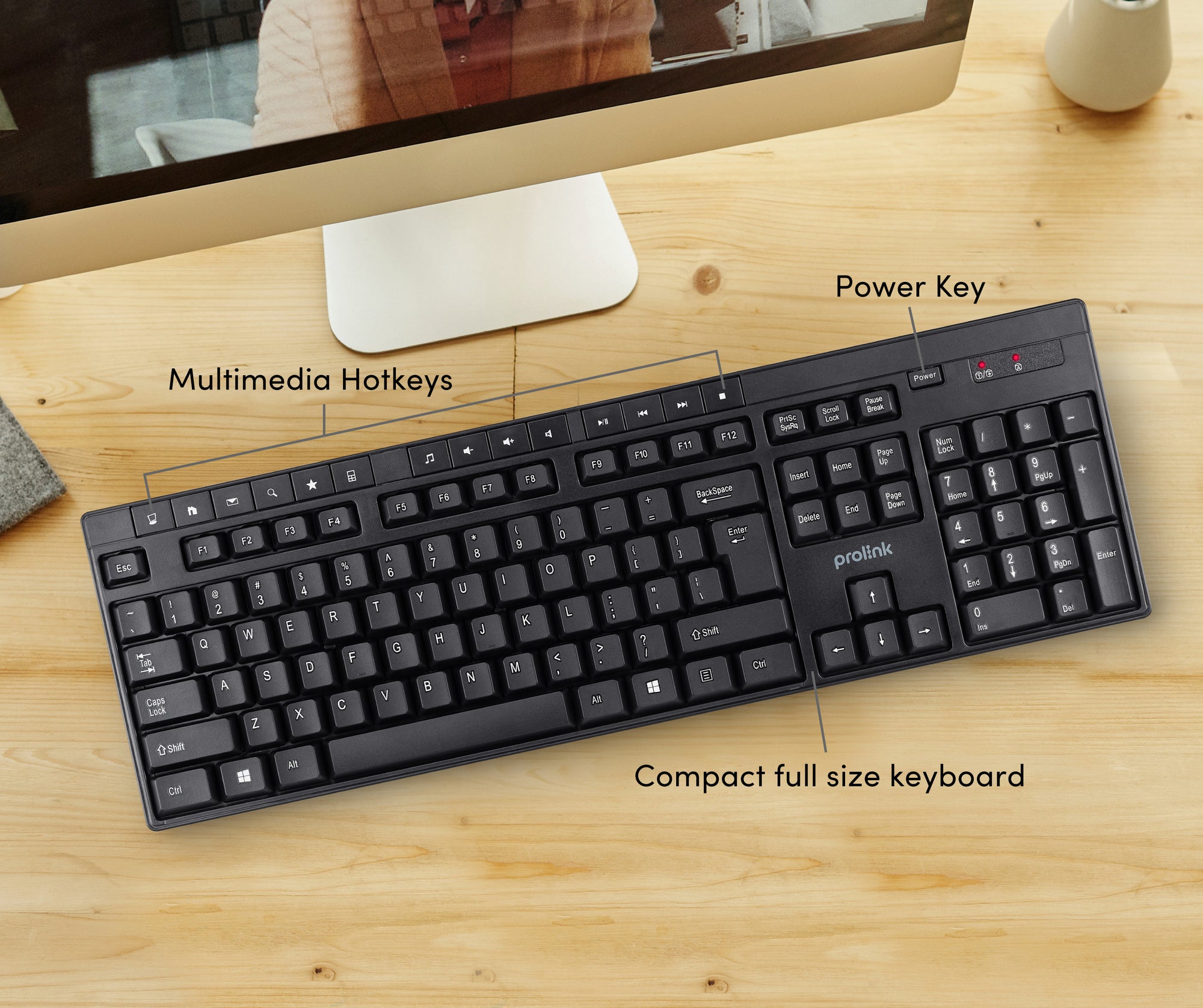 Prolink | Wireless Multimedia Desktop Combo of Mouse and Keyboard