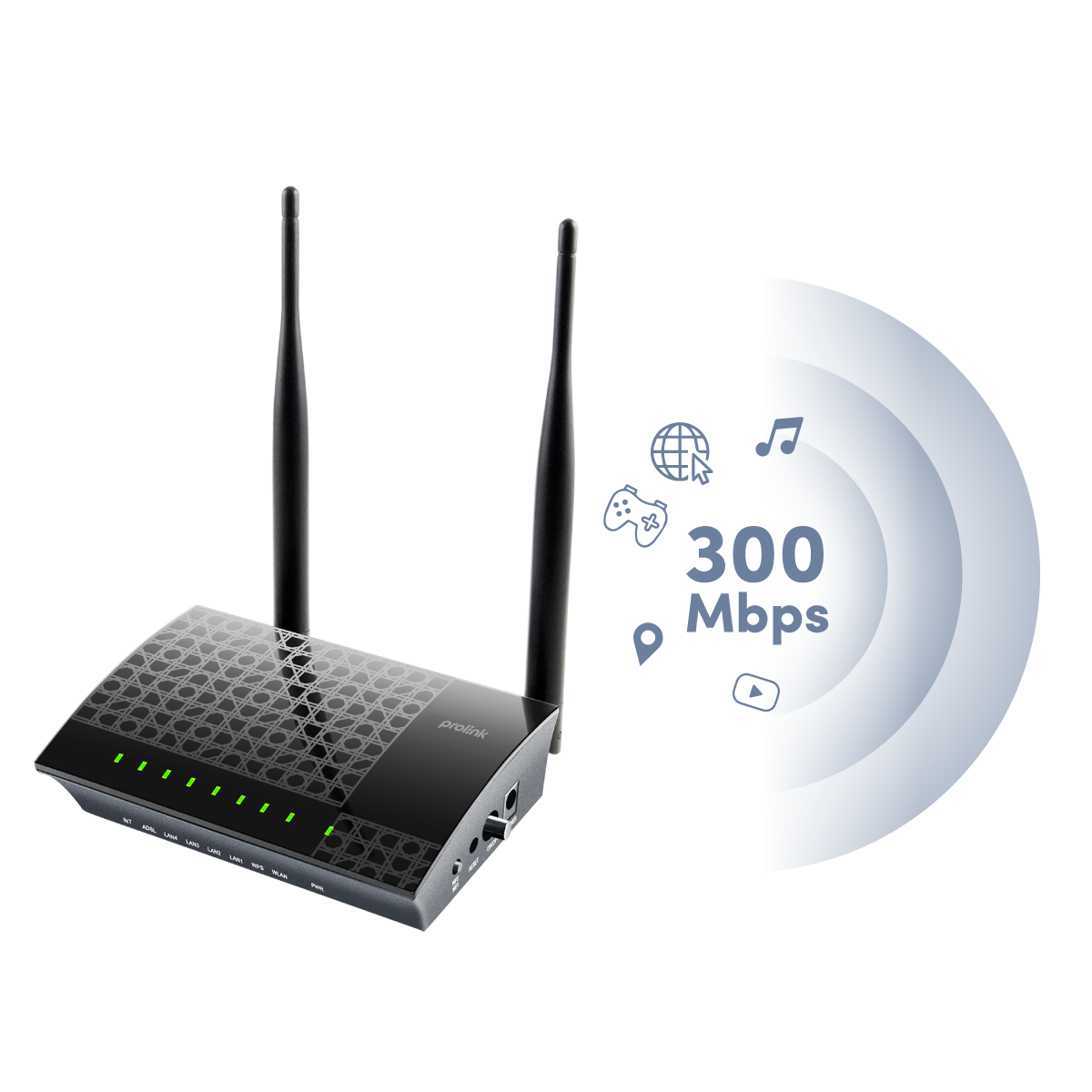 Prolink | Wireless-N 4-Port ADSL2 + Modem Router